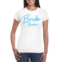 Bellatio Decorations Vrijgezellenfeest T-shirt dames - Bride Team - wit - glitter blauw - bruiloft 2XL  - - thumbnail