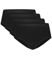 4-Pack midi dames slips - 32418 - ondergoed dames - Biologisch katoenen dames heup slips - Badstof kruisje - M - Zwart - Onderbroek - Ondergoed