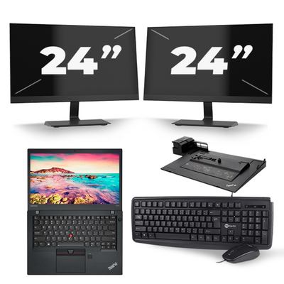 Lenovo ThinkPad T470s - Intel Core i7-7e Generatie - 14 inch - 16GB RAM - 256GB SSD - Windows 11 + 2x 24 inch Monitor