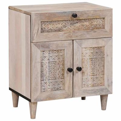 Nachtkastje met lade Beige 50 x 33 x 60 cm massief mangohout