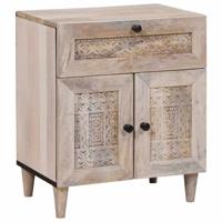 Nachtkastje met lade Beige 50 x 33 x 60 cm massief mangohout