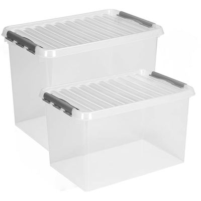 Sunware opslagboxen met deksel - 2x stuks - kunststof - 62 L en 72 L