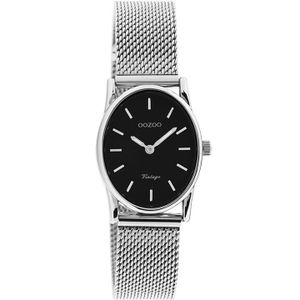 OOZOO Timepieces Horloge Vintage Ovaal Zilver/Zwart | C20257