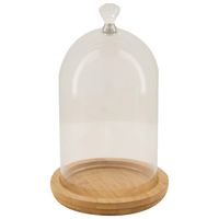 Dijk Natural Collections stolp - glas - houten bruin plateau - D19,3 x H28 cm   -