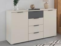 Commode SAJORIS 2 deuren 4 lades kasjmier/metaalgrijs