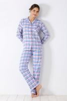 Flanellen doorknooppyjama Hajo blauw
