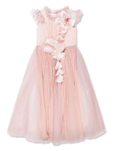 MARCHESA KIDS COUTURE robe volantée à fleurs appliquées - Rose