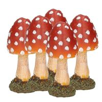 5x stuks decoratie paddenstoelen vliegenzwammen 8 cm - thumbnail