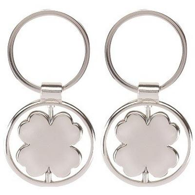 Sleutelhanger klavertje vier - 2x - 3,5 cm - aluminium/staal - draaibaar Sleutelhanger klavertje vier - 2x - 3,5 cm - aluminium/staal - draaibaar