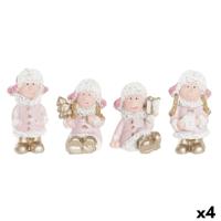 Kerstversiering DKD Home Decor Hars Engel (3,5 x 2,5 x 4 cm) (4 Stuks)