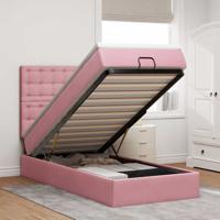 Ottoman bed met matrassen 90x190cm fluweel roze