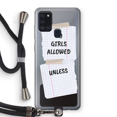No Girls Allowed Unless: Samsung Galaxy A21s Transparant Hoesje met koord