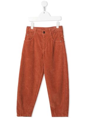 Brunello Cucinelli Kids jean cigarette en velours côtelé - Orange