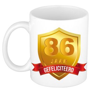 Gouden wapen 86 jaar mok / beker - verjaardag/ jubileum