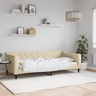 Slaapbank 90x200 cm stof crèmekleurig