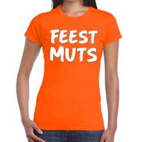 Feestmuts fun t-shirt oranje dames