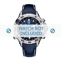 Nautica horlogeband A34508G / N17521 Leder Blauw 22mm + wit stiksel - thumbnail