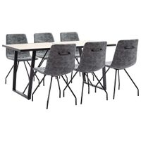 vidaXL 7-delige Eethoek kunstleer zwart - thumbnail