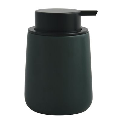 Zeeppompje/zeepdispenser Malmo - Keramiek - donkergroen/zwart - 8,5 x 12 cm - 300 ml