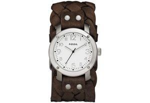 Horlogeband Fossil JR1290 Onderliggend Leder Bruin 16mm