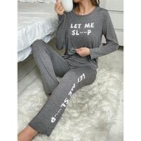 Dames Pyjama Sets Brief Modieus Comfortabel Huis Dagelijks Bed Polyester Ademend Strakke ronde hals Lange mouw T-shirt Pantalon Elastische taille Herfst Winter Grijs Lightinthebox - thumbnail