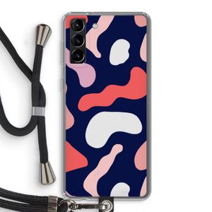 Memphis Shapes Pink: Samsung Galaxy S21 Plus Transparant Hoesje met koord
