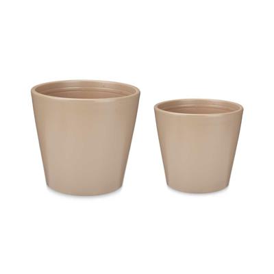 Pottenset 2 Onderdelen Ø 22 cm Ø 28 cm Beige Klei