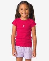 HEMA Kinder T-shirt rib aardbei fuchsia (fuchsia)