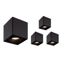 Set van 4 Esto LED vierkante opbouwspots - Dimbaar - Kantelbaar - 4 Watt 345 lumen - 2700K warm wit - GU10 - Plafondspot - Voor binnen - Vervangbare afdekring - Zwart
