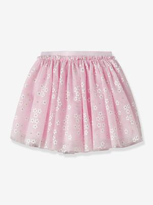 Korte rok voor meisjes van tule met bloemenmotief NAME IT lichtroze.