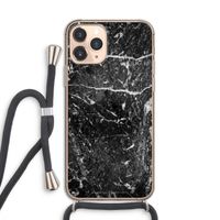 Zwart marmer: iPhone 11 Pro Transparant Hoesje met koord