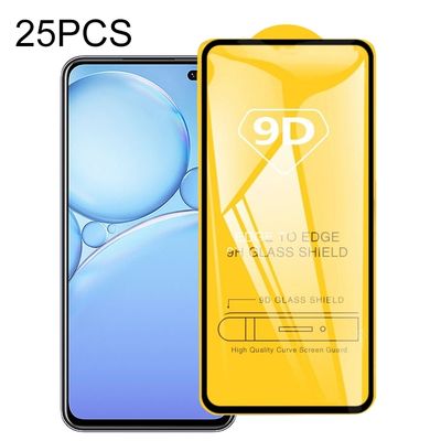 Voor Vivo V19 25 PCS 9D Full Glue Full Screen Tempered Glass Film
