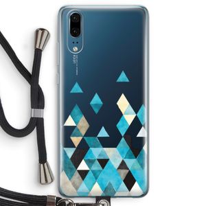 Gekleurde driehoekjes blauw: Huawei P20 Transparant Hoesje met koord
