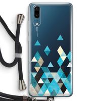 Gekleurde driehoekjes blauw: Huawei P20 Transparant Hoesje met koord