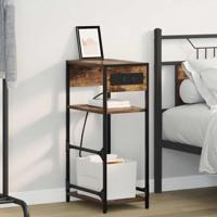 Nachtkastje met lade Gerookt eiken 40 x 27 x 76 cm Bewerkt hout