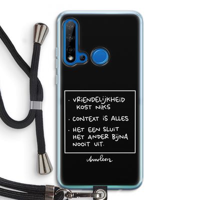Mijn Motto's: Huawei P20 Lite (2019) Transparant Hoesje met koord