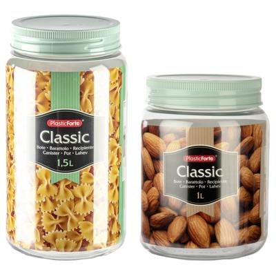 Plasticforte - Pakket van 6x kunststof keuken voorraadpotten - weckpotten - mintgroen