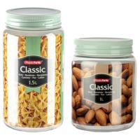 Plasticforte - Pakket van 6x kunststof keuken voorraadpotten - weckpotten - mintgroen