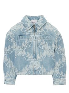 Burberry Kids veste en jean à imprimé Oak Leaf Crest - Bleu