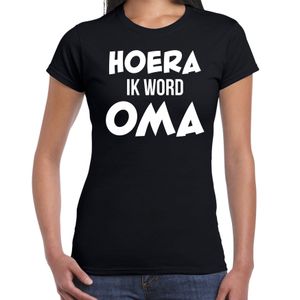 Hoera ik word oma t-shirt zwart voor dames - Cadeau aanstaande oma