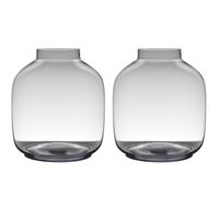 Set van 2x stuks transparante luxe grote vaas/vazen van glas 38 x 34 cm