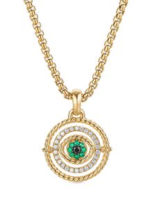 David Yurman pendentif Evil Eye Mobile en or 18ct serti d'émeraudes et de diamants (20,5 mm)