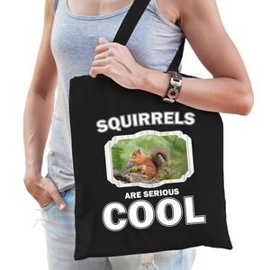 Dieren eekhoorntje tasje zwart volwassenen en kinderen - squirrels are cool cadeau boodschappentasje