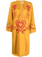 PAULA robe caftan à broderies - Jaune