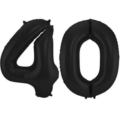 Folat Folie ballonnen - 40 jaar cijfer - zwart - 86 cm - leeftijd feestartikelen - verjaardag