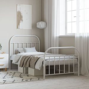 Bedframe met hoofd- en voeteneinde metaal wit 107x203 cm