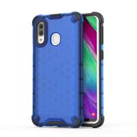 Schokbestendige honingraat PC + TPU Case voor Galaxy A40 (blauw)