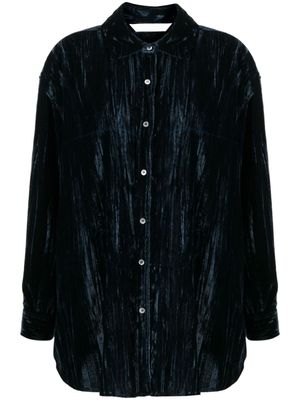 Palm Angels chemise en velours à effet froissé - Bleu