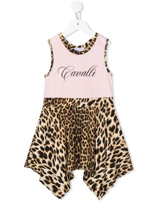 Roberto Cavalli Junior robe asymétrique à imprimé léopard - Tons neutres