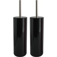 MSV Porto Toilet/wc-borstel houder - 2x - kunststof - zwart - 38 cm - Toiletborstels